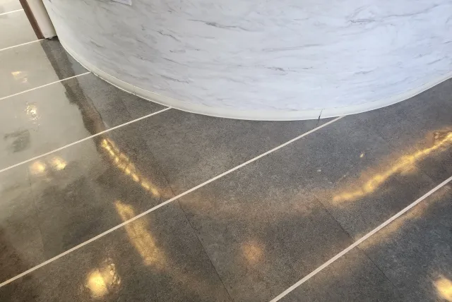 東京都三鷹市H整形外科のワックス後の廊下